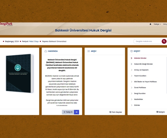 Balıkesir Üniversitesi Hukuk Dergisi Kuruldu