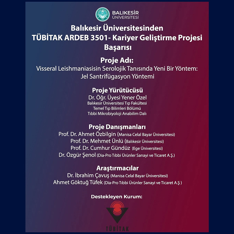 Fakültemizden TÜBİTAK ARDEB 3501- Kariyer Geliştirme Projesi Başarısı