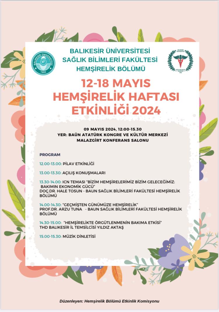 2024 Yılı Hemşirelik Haftası (12-18 Mayıs)