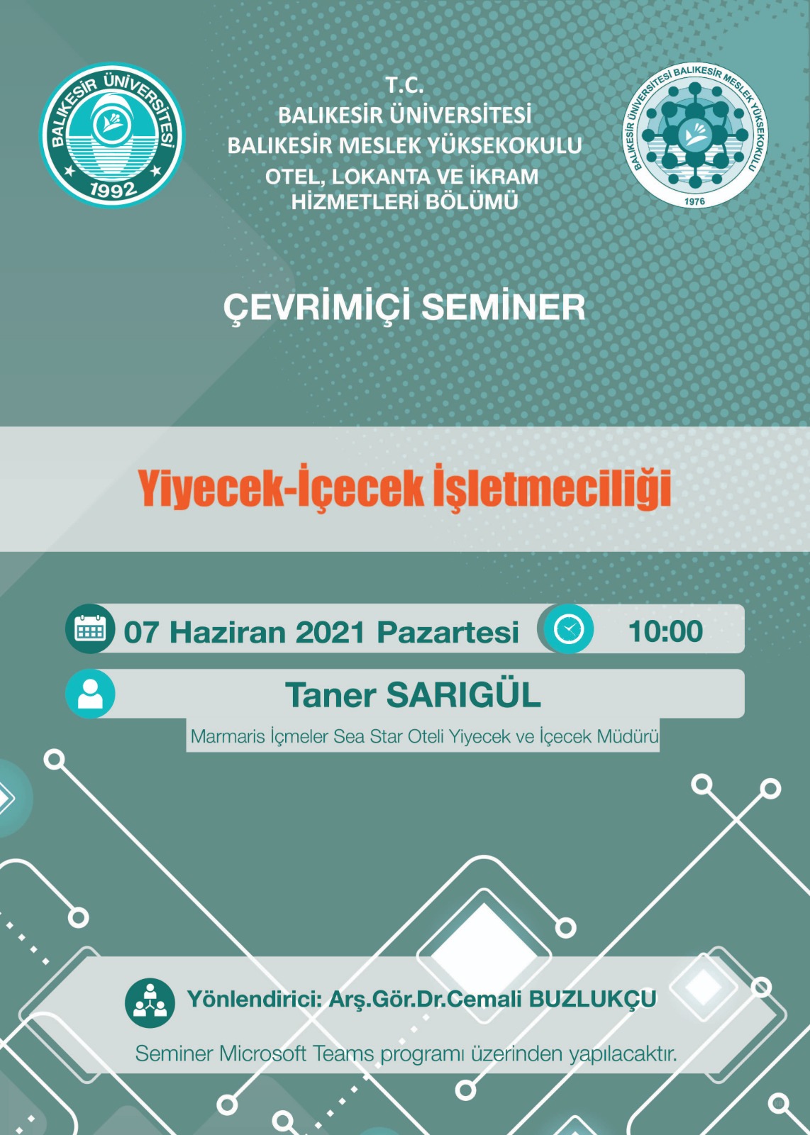 Çevrimiçi Seminer Yiyecek İçecek İşletmeciliği