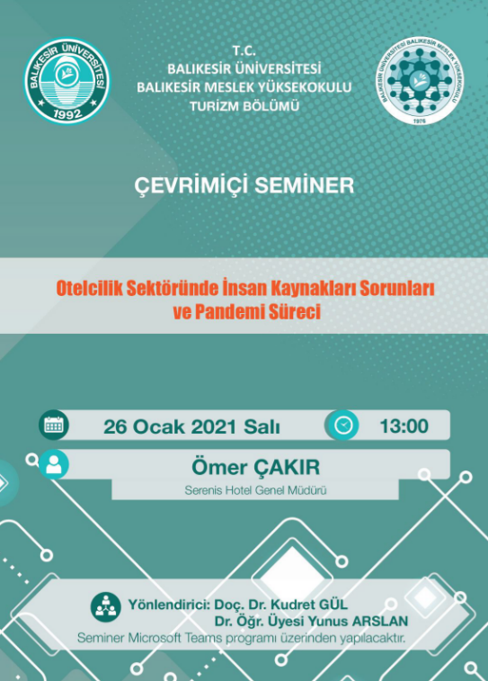 Çevrimiçi Seminer Otelcilik Sektöründe İnsan Kaynakları Sorunları ve Pandemi Süreci