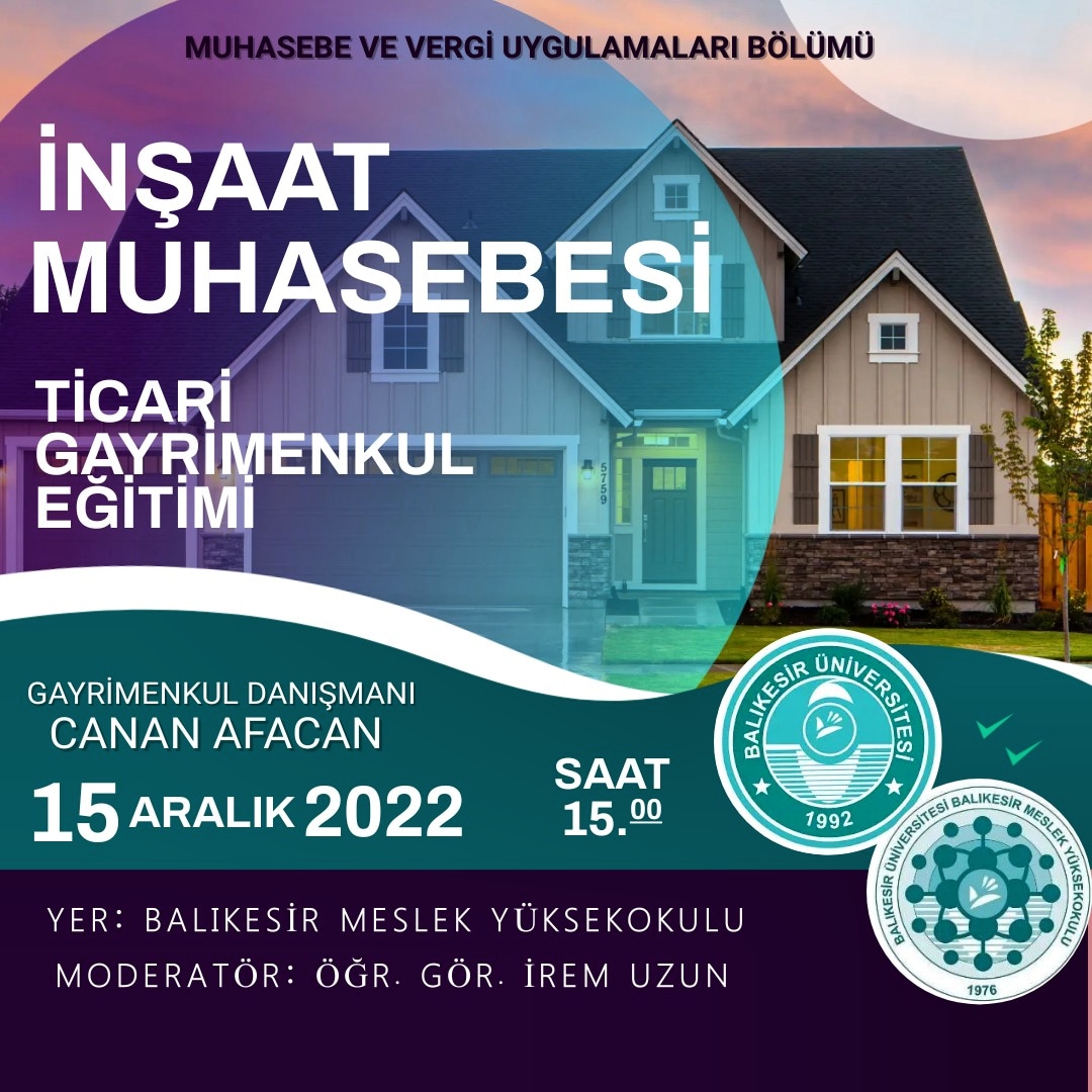 İnşaat Muhasebesi Dersi Kapsamında Ticari Gayrimenkul Eğitimi Semineri 