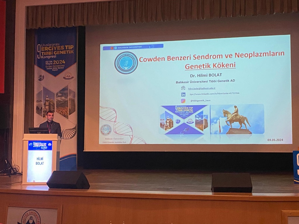 Fakültemiz Tıbbi Genetik Anabilim Dalı Öğretim Üyesi Doç.Dr. Hilmi Bolat Kayseri'de düzenlenen 9. Uluslararası Erciyes Tıp Tıbbi Genetik kongresinde Fakültemizi temsil etti.