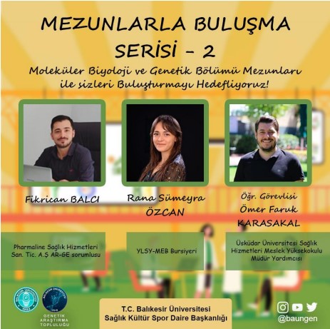 Genetik Araştırmalar Topluluğu - Mezunlarla Buluşma Serisi-2 düzenlendi.