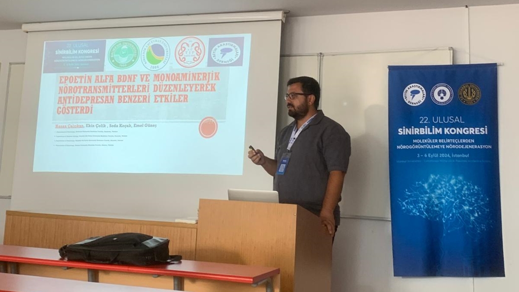 İstanbul Üniversitesi-Cerrahpaşa'da düzenlenen 22.Ulusal Sinirbilim Kongresinde Fakültemiz Fizyoloji Anabilim Dalı Öğretim Üyesi Dr. Öğr. Üyesi Hasan Çalışkan Fakültemizi temsil etti.