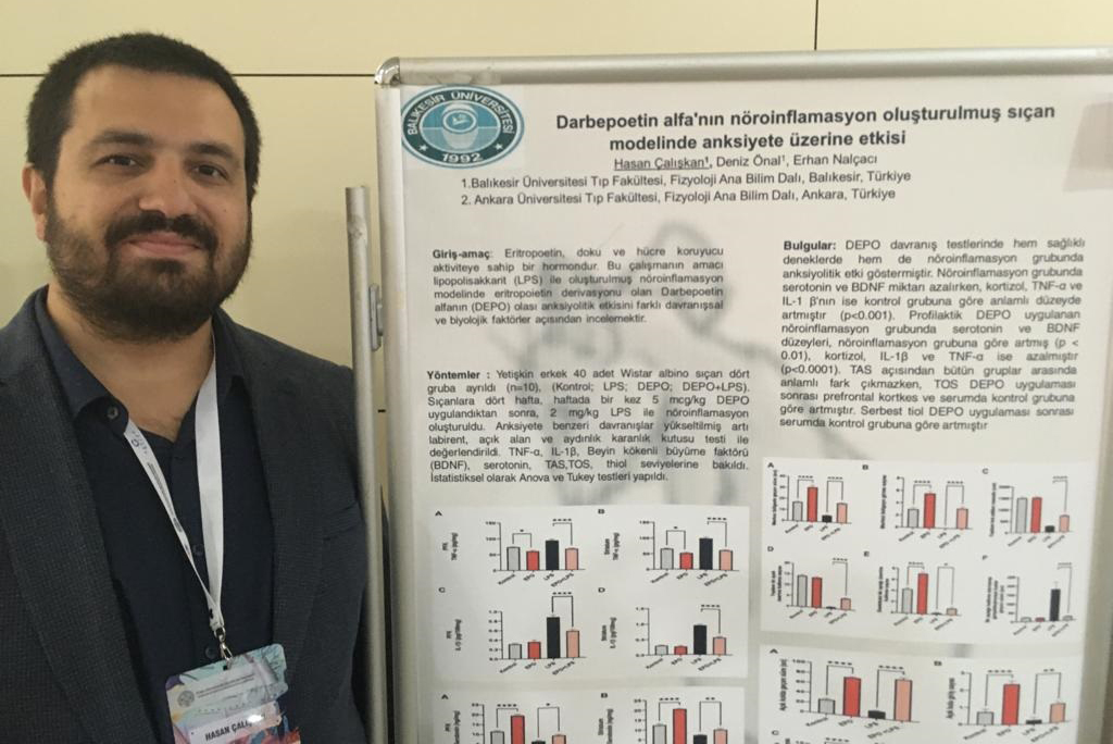 Fakültemiz Öğretim Üyesi Dr.Öğr.Üyesi Hasan Çalışkan ile Araştırma Görevlisi Dr. Deniz Önal'ın yaptığı çalışma 48. Ulusal Fizyoloji Kongresinde 106 çalışma arasında 2.lik ödülünü kazandı
