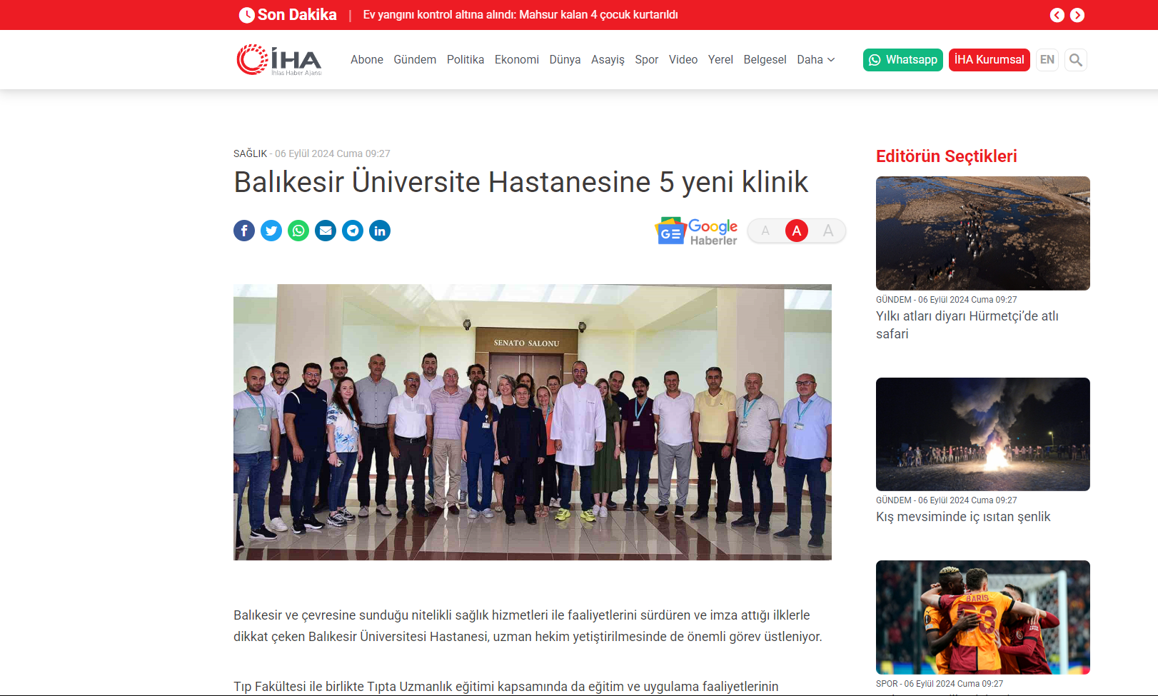 Balıkesir Üniversite Hastanesine 5 yeni klinik
