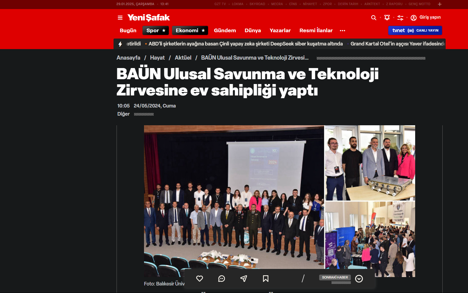BAÜN Ulusal Savunma ve Teknoloji Zirvesine ev sahipliği yaptı