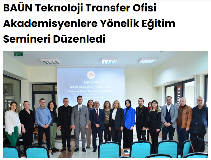 BAÜN Teknoloji Transfer Ofisi Akademisyenlere Yönelik Eğitim Semineri Düzenledi