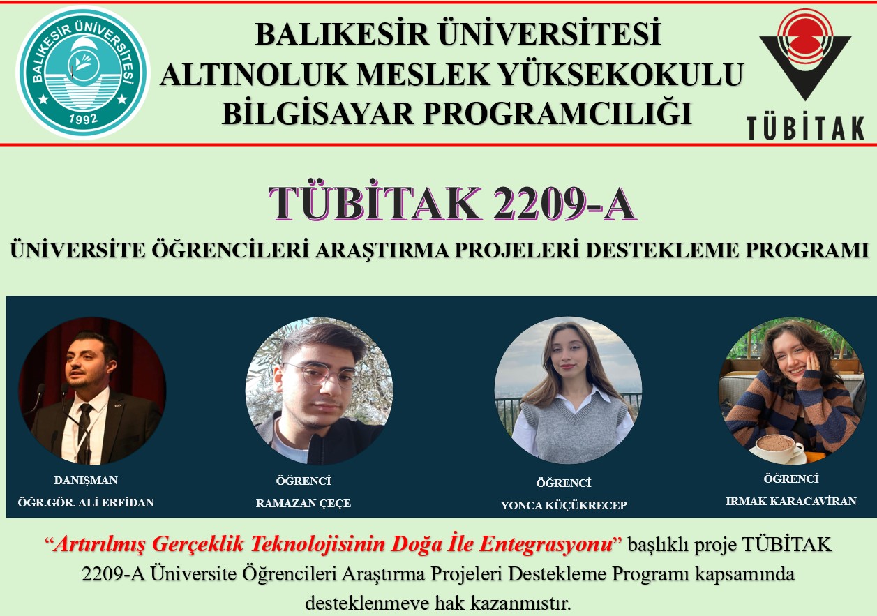 Bölümümüzde 1 Projemiz TÜBİTAK 2209-A Tarafından Desteklenmeye Layık Görülmüştür.