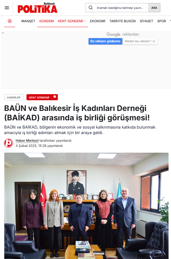BAÜN ve Balıkesir İş Kadınları Derneği BAİKAD arasında iş birliği görüşmesi