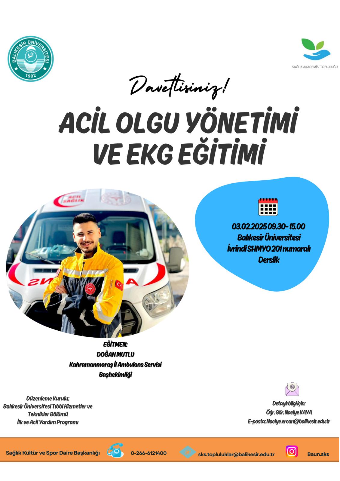 İvrindi SHMYO'da Acil Olgu Yönetimi ve EKG Kursu