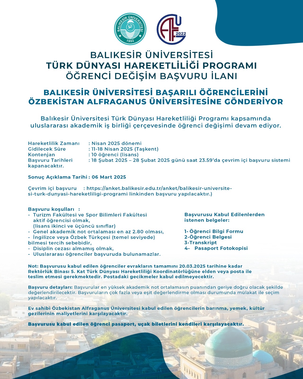 Türk Dünyası Hareketliliği Programı Öğrenci Değişimi Başvuruları 1