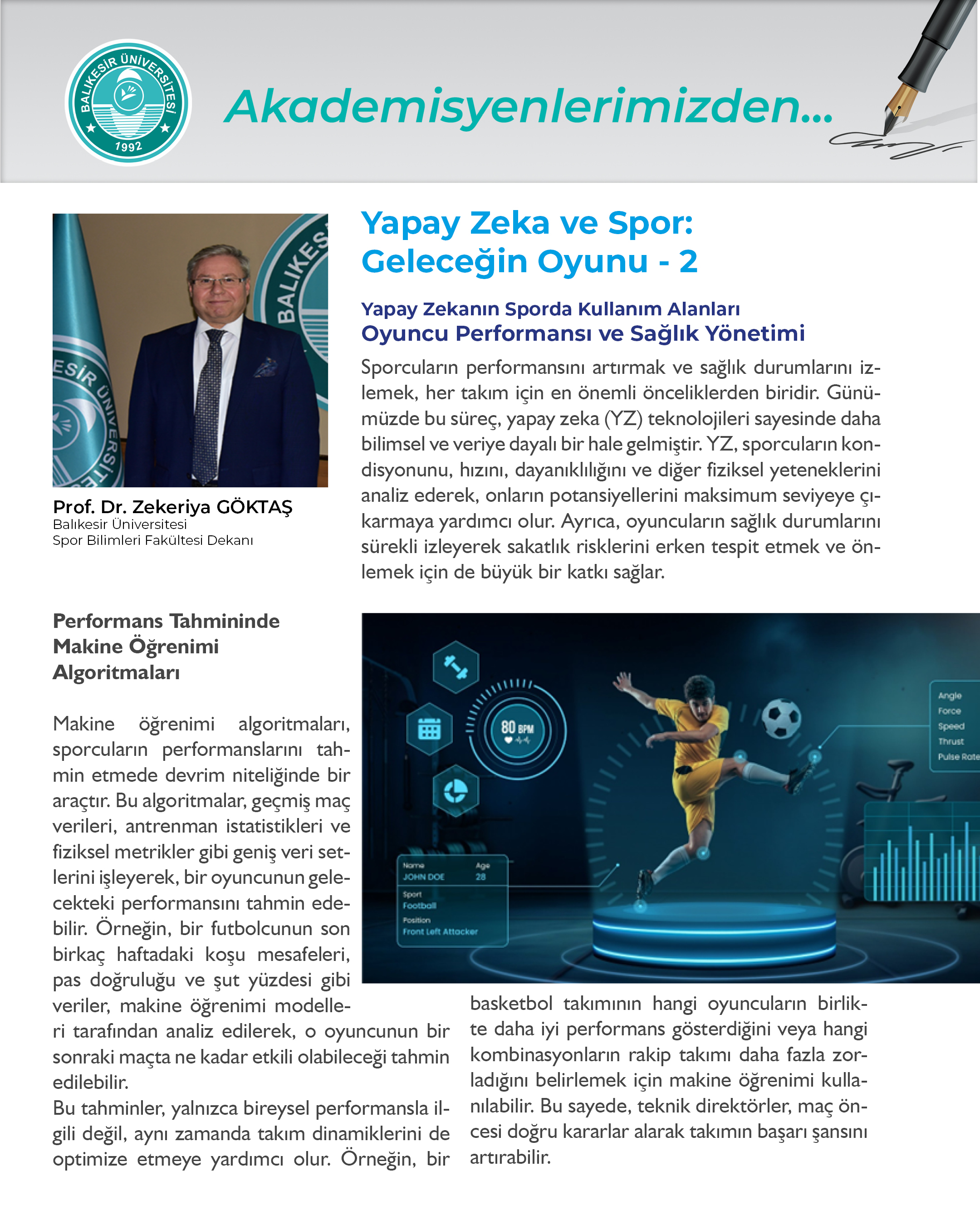 "Yapay Zeka ve Spor: Geleceğin Oyunu 2" Dekan Prof. Dr. Zekeriya Göktaş 1