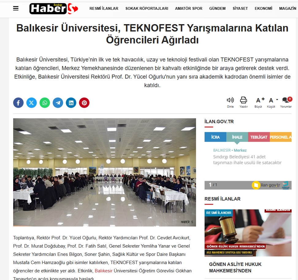 Balıkesir Üniversitesi, TEKNOFEST Yarışmalarına Katılan Öğrencileri Ağırladı