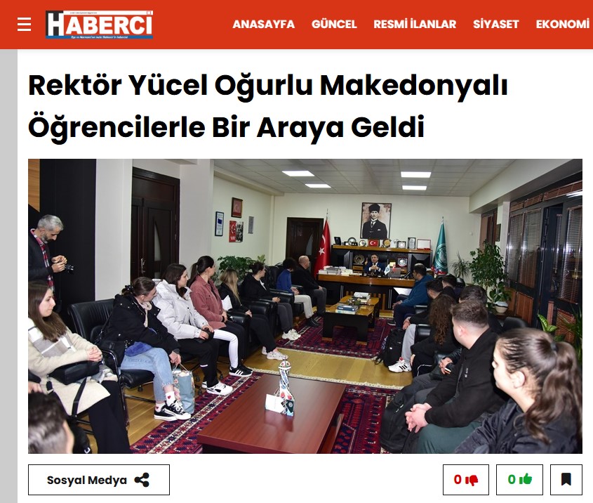 Rektör Yücel Oğurlu Makedonyalı Öğrencilerle Bir Araya Geldi
