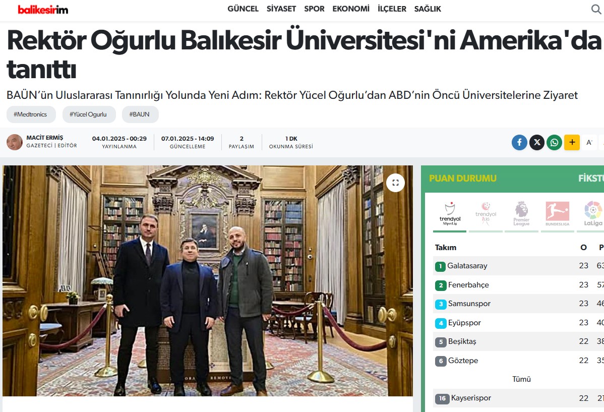 Rektör Oğurlu Balıkesir Üniversitesi'ni Amerika'da tanıttı