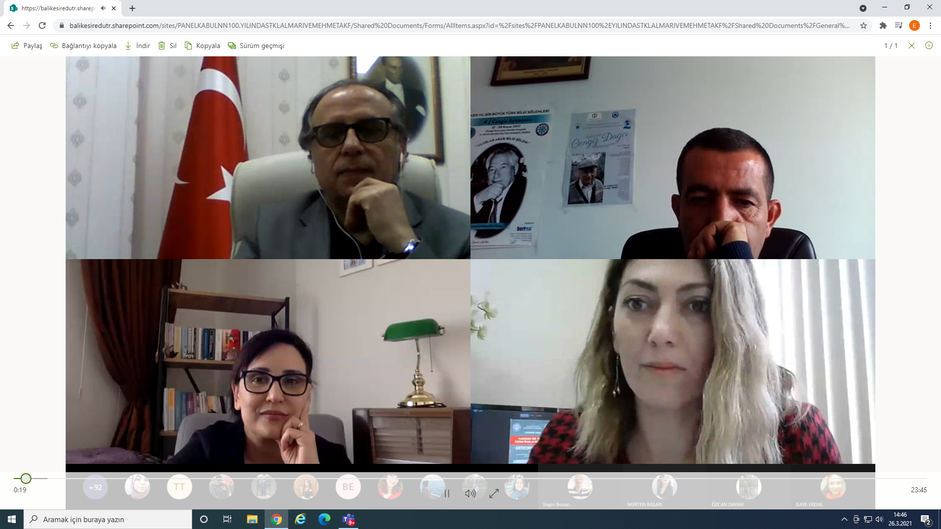 Kabulünün 100. yılında İstiklal Marşı ve Mehmet Akif Konulu Çevrimiçi Panel Düzenlendi.