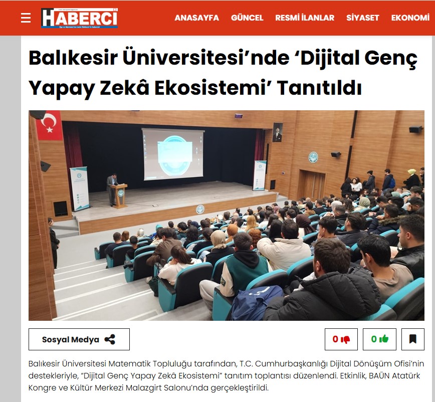 Balıkesir Üniversitesi’nde ‘Dijital Genç Yapay Zekâ Ekosistemi’ Tanıtıldı