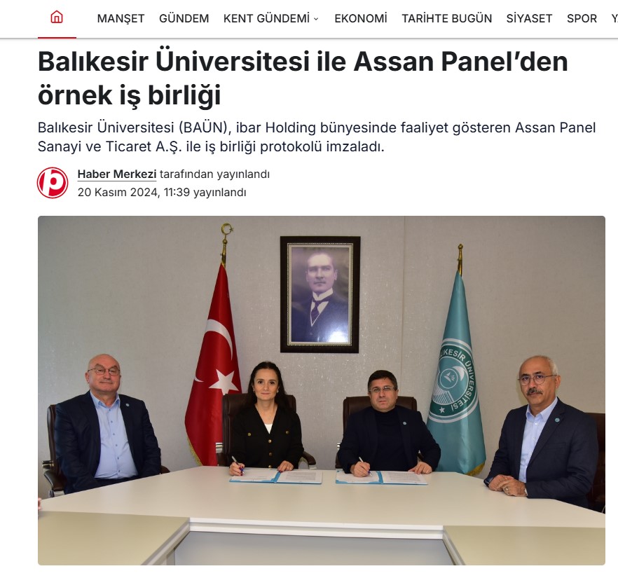 Balıkesir Üniversitesi ile Assan Panelden Örnek İş Birliği