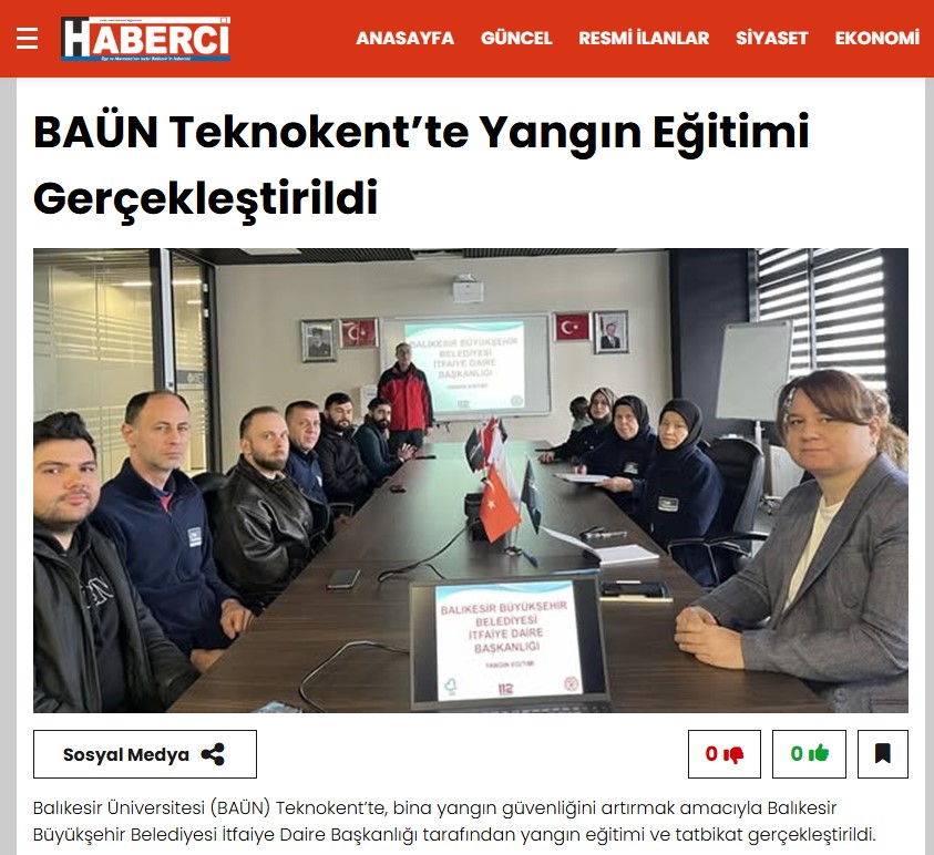 BAÜN Teknokentte Yangın Eğitimi Gerçekleştirildi