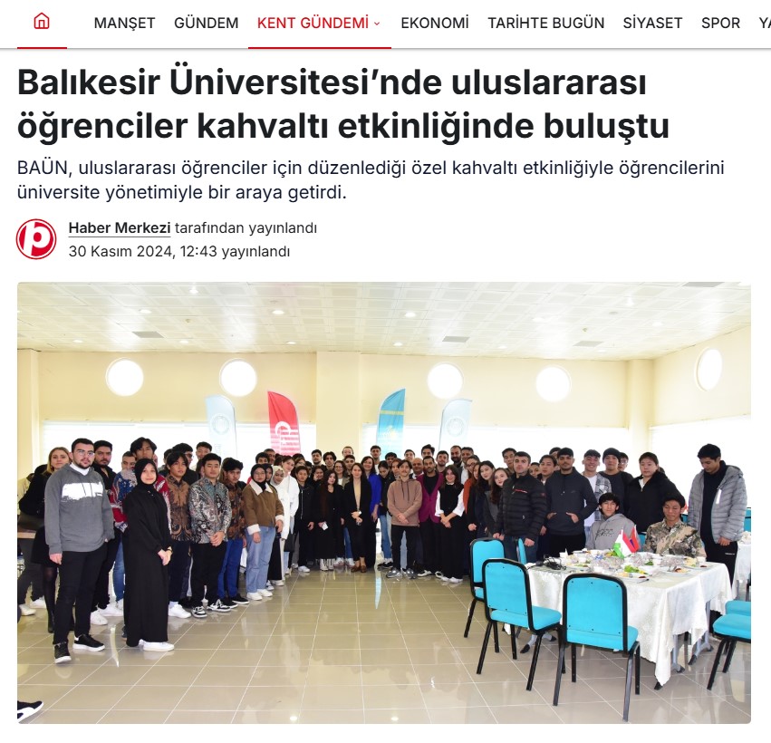 Balıkesir Üniversitesi’nde Uluslararası Öğrenciler Kahvaltı Etkinliğinde Buluştu