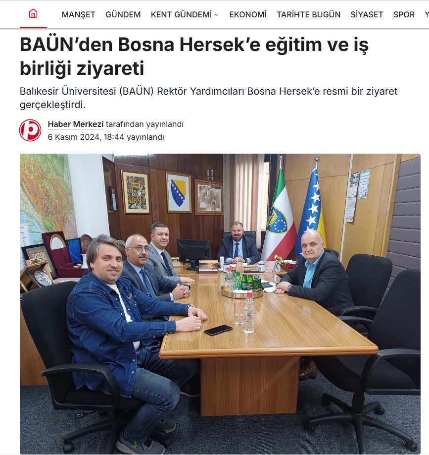 BAÜN’den Bosna Hersek’e eğitim ve iş birliği ziyareti