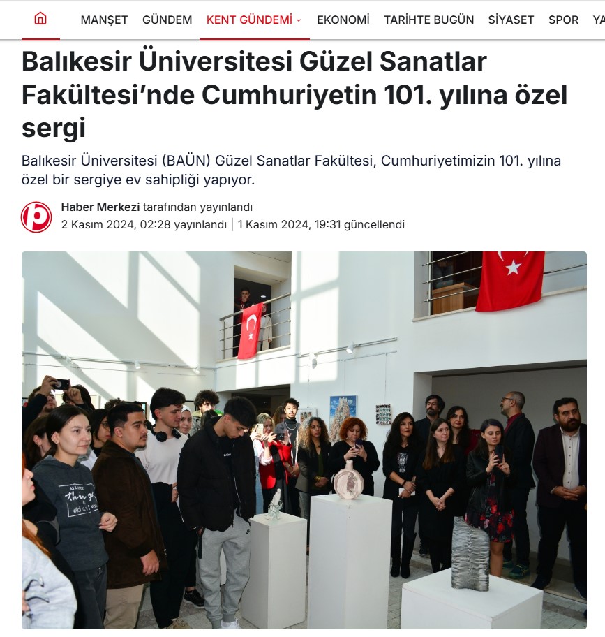 Balıkesir Üniversitesi Güzel Sanatlar Fakültesi’nde Cumhuriyetin 101. yılına özel sergi