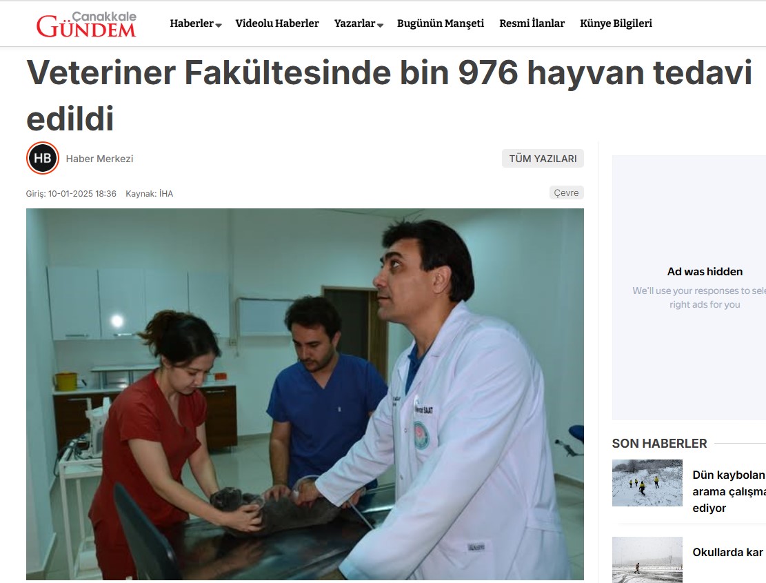 Veteriner Fakültesinde Bin 976 Hayvan Tedavi Edildi