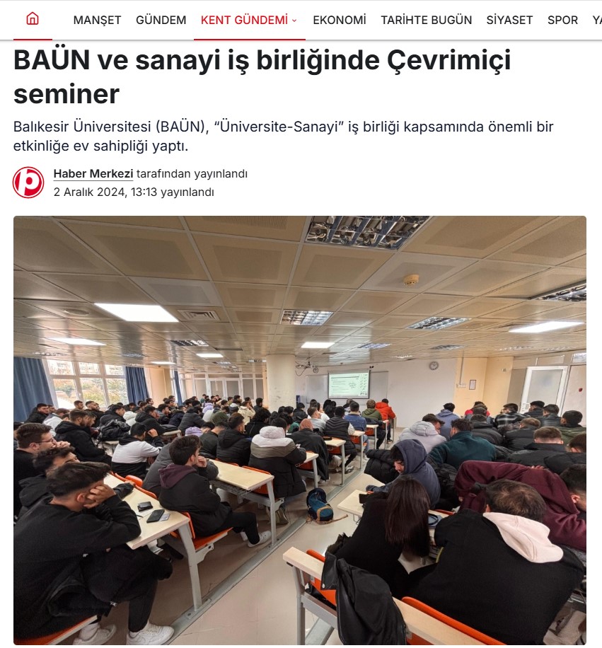 BAÜN ve Sanayi İş Birliğinde Çevrim içi Seminer