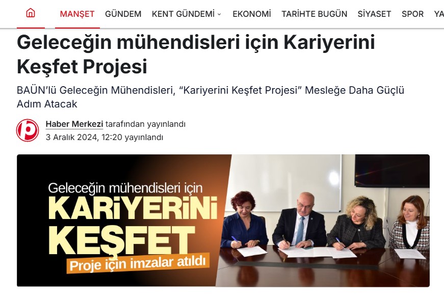 Geleceğin Mühendisleri için Kariyerini Keşfet Projesi