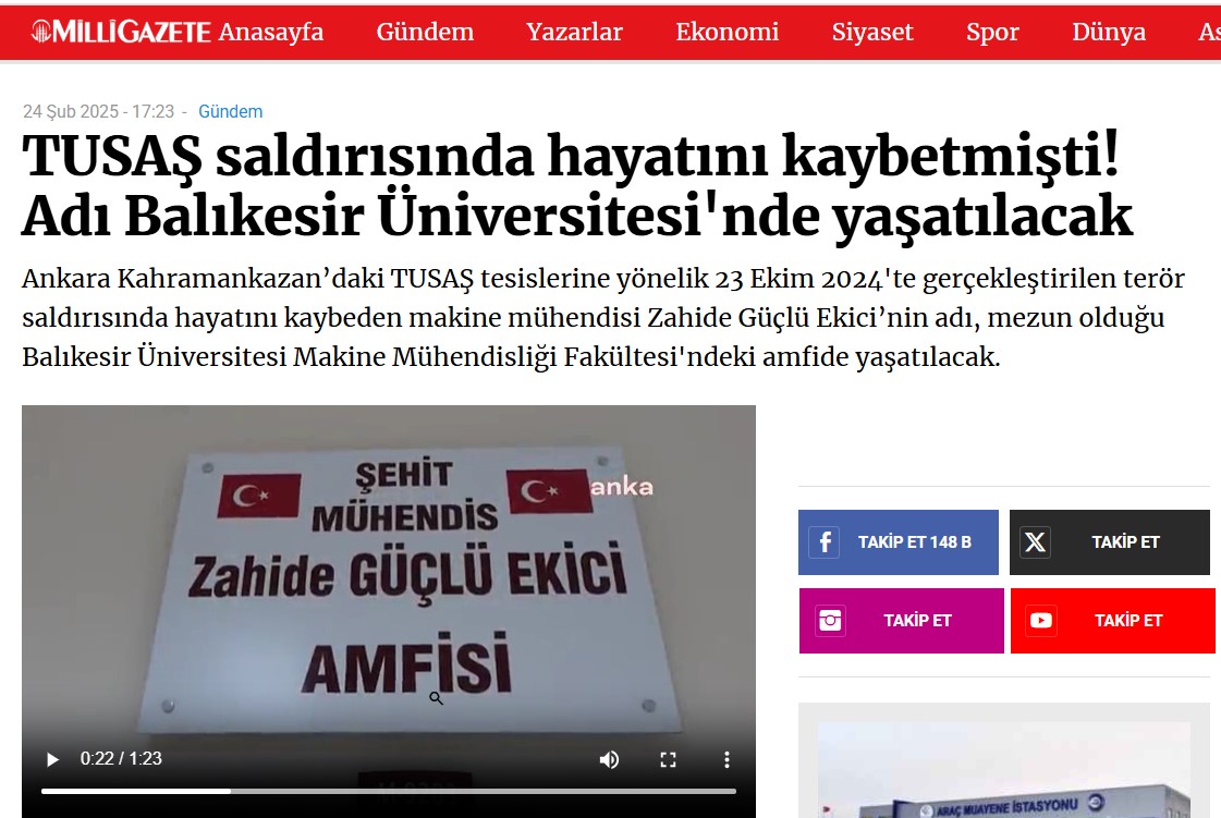 TUSAŞ Saldırısında Hayatını Kaybetmişti! Adı Balıkesir Üniversitesi'nde Yaşatılacak