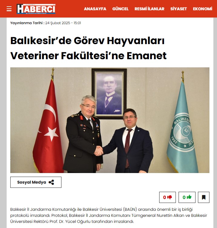 Balıkesir’de Görev Hayvanları Veteriner Fakültesi’ne Emanet