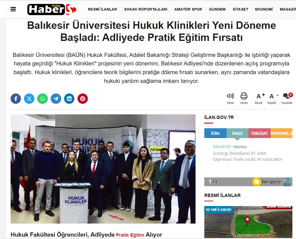 Balıkesir Üniversitesi Hukuk Klinikleri Yeni Döneme Başladı: Adliyede Pratik Eğitim Fırsatı