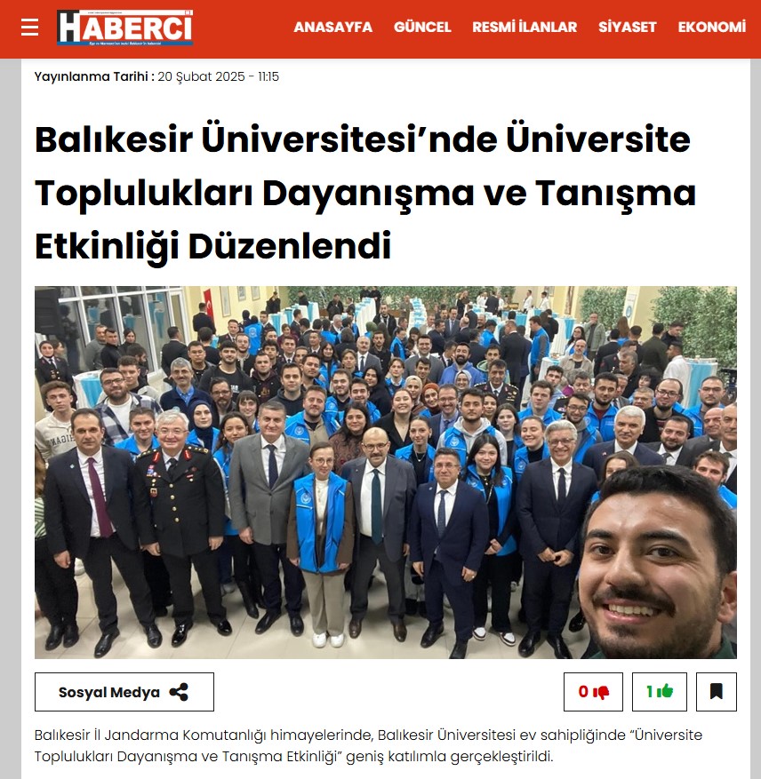 Balıkesir Üniversitesi’nde Üniversite Toplulukları Dayanışma ve Tanışma Etkinliği Düzenlendi