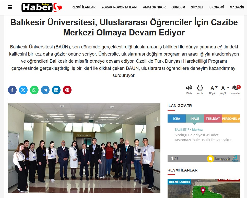Balıkesir Üniversitesi, Uluslararası Öğrenciler İçin Cazibe Merkezi Olmaya Devam Ediyor