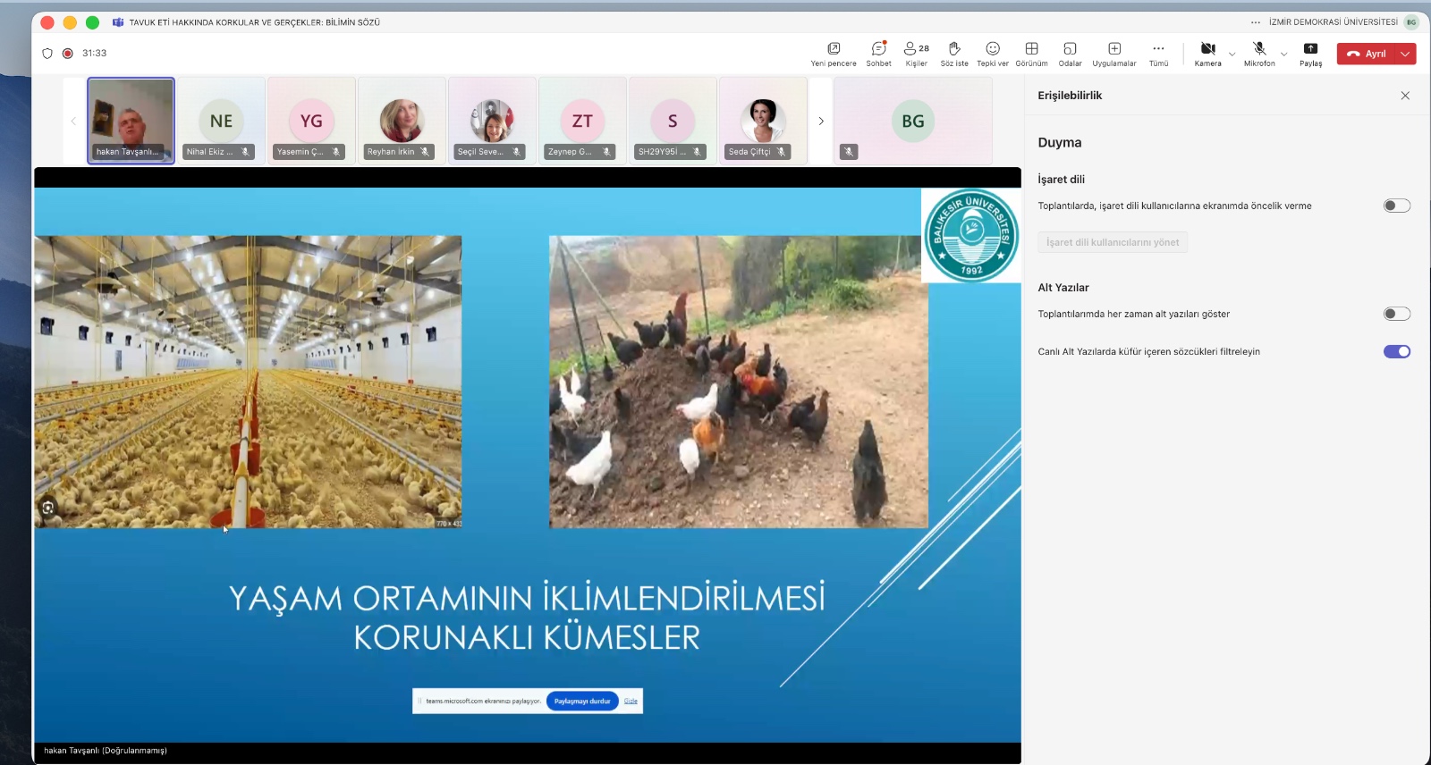"Tavuk Eti Hakkında Korkular ve Gerçekler: Bilimin Sözü" adlı online panel 2