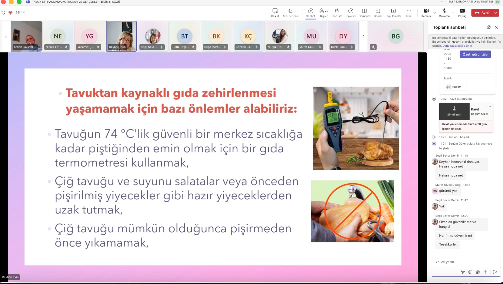 "Tavuk Eti Hakkında Korkular ve Gerçekler: Bilimin Sözü" adlı online panel 4