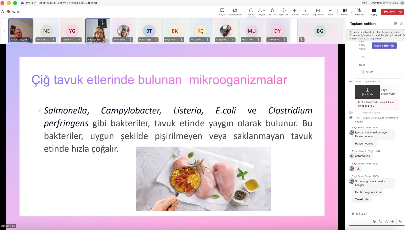 "Tavuk Eti Hakkında Korkular ve Gerçekler: Bilimin Sözü" adlı online panel 3