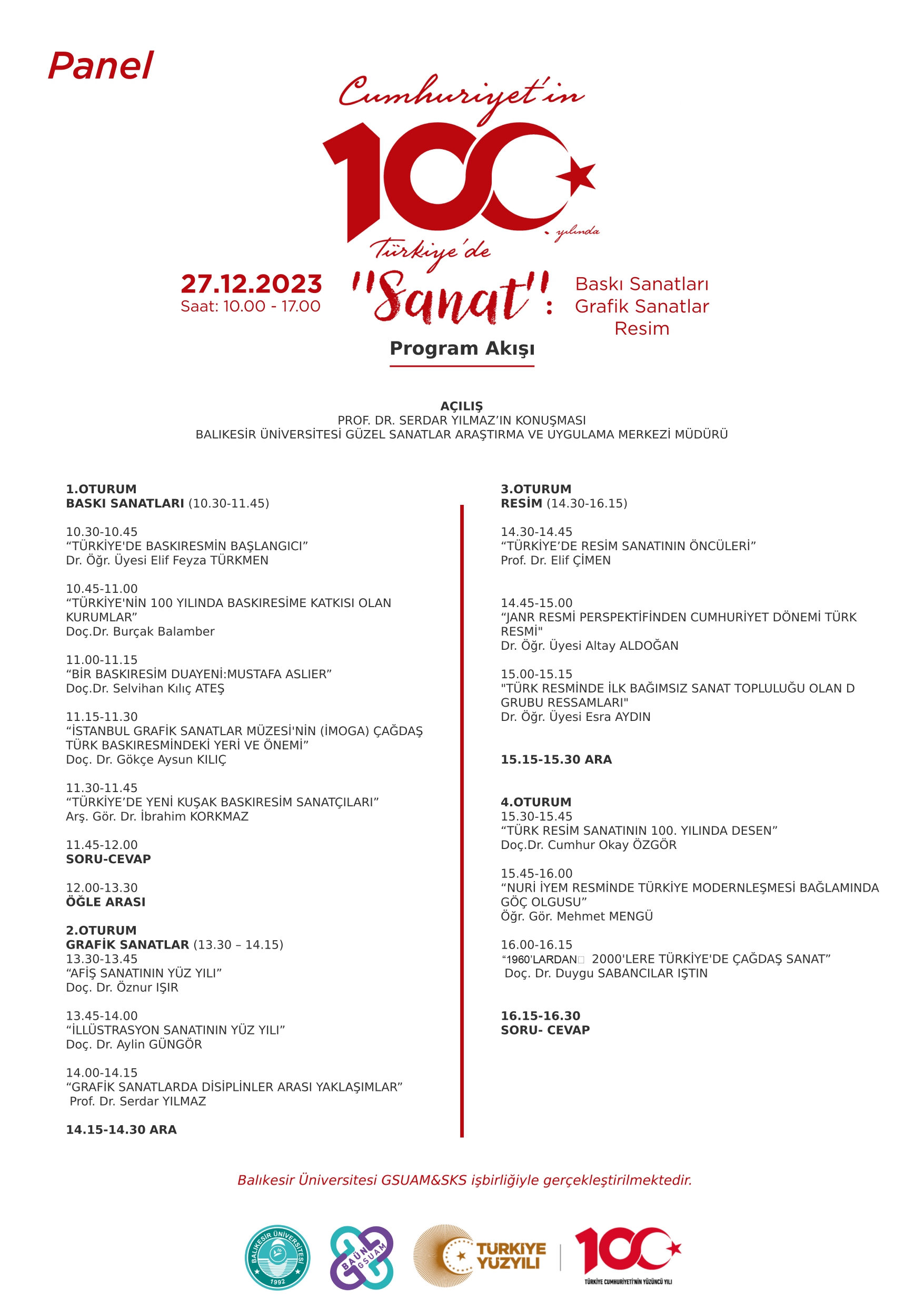 Cumhuriyet'in 100.yılında Türkiye'de "Sanat" Paneli 1