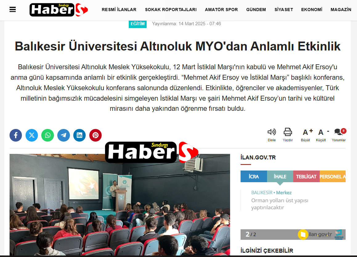 Balıkesir Üniversitesi Altınoluk MYO'dan Anlamlı Etkinlik
