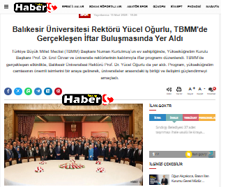 Balıkesir Üniversitesi Rektörü Yücel Oğurlu, TBMM'de Gerçekleşen İftar Buluşmasında Yer Aldı