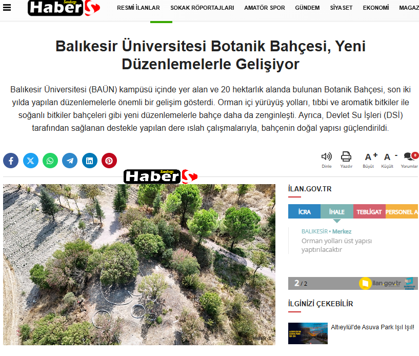 Balıkesir Üniversitesi Botanik Bahçesi, Yeni Düzenlemelerle Gelişiyor