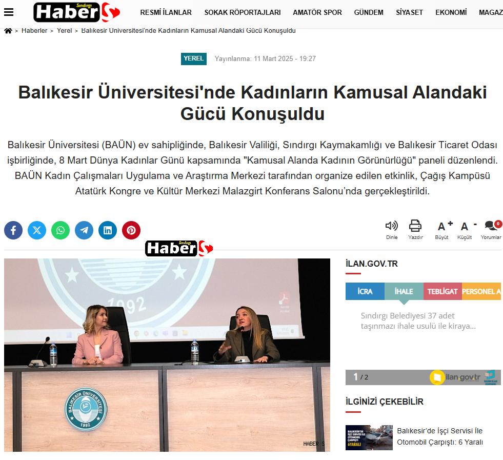 Balıkesir Üniversitesi'nde Kadınların Kamusal Alandaki Gücü Konuşuldu