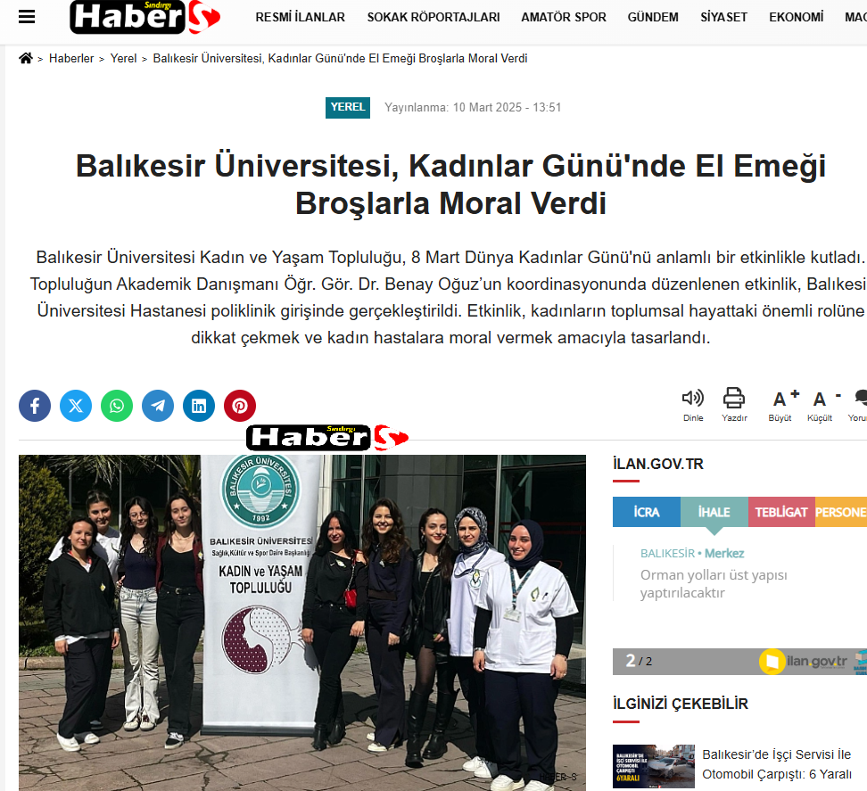 Balıkesir Üniversitesi, Kadınlar Günü'nde El Emeği Broşlarla Moral Verdi