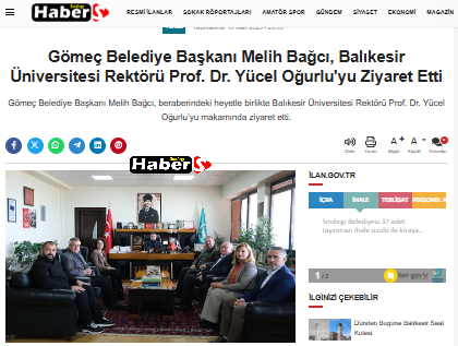 Gömeç Belediye Başkanı Melih Bağcı, Balıkesir Üniversitesi Rektörü Prof. Dr. Yücel Oğurlu'yu Ziyaret Etti