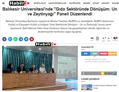 Balıkesir Üniversitesi'nde "Gıda Sektöründe Dönüşüm: Un ve Zeytinyağı" Paneli Düzenlendi