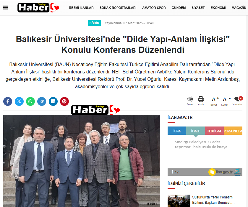 Balıkesir Üniversitesi'nde "Dilde Yapı-Anlam İlişkisi" Konulu Konferans Düzenlendi
