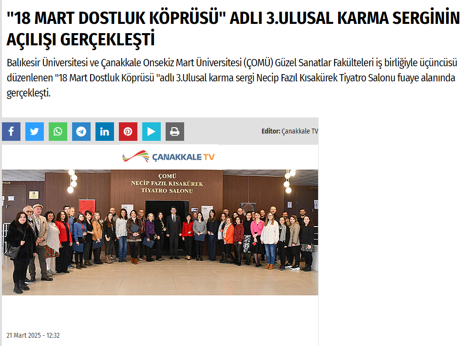 "18 MART DOSTLUK KÖPRÜSÜ" ADLI 3.ULUSAL KARMA SERGİNİN AÇILIŞI GERÇEKLEŞTİ.