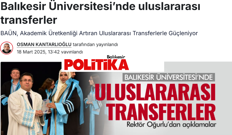 Balıkesir Üniversitesi’nde uluslararası transferler.
